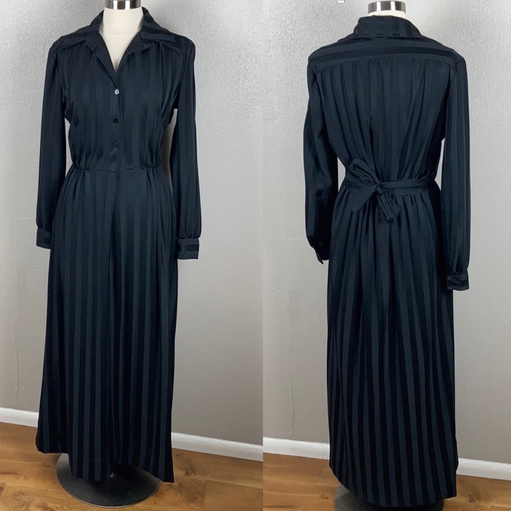 Vintage 70s 80s Striped Knit Disco Shirt Dress